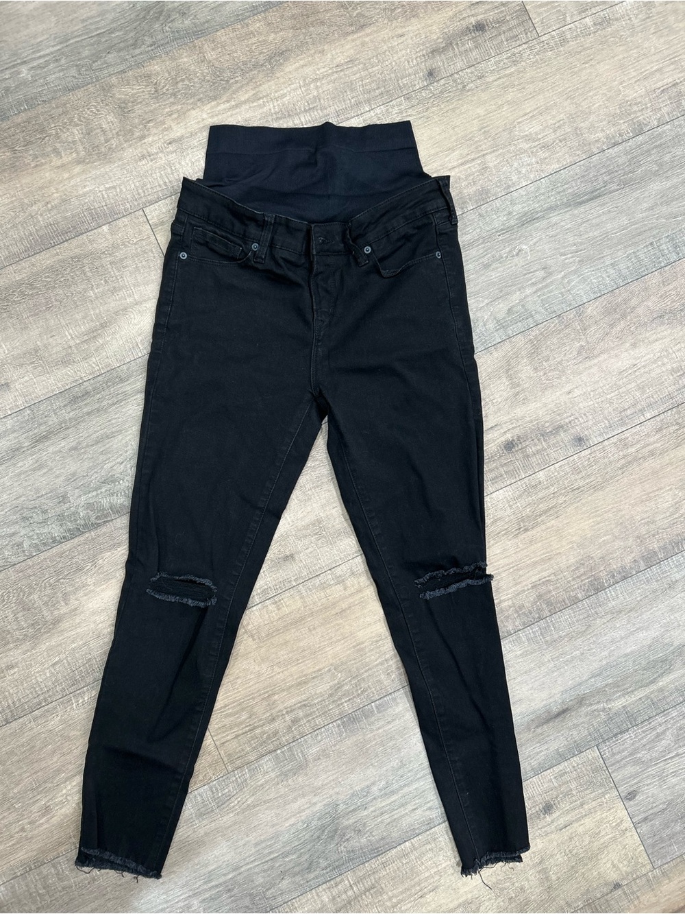 BLANQI Black Maternity Jeggings with Ripped Knees